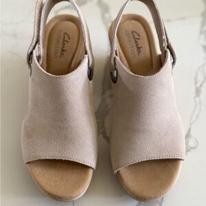 Clarks Tan Slingback Sandals with Suede Upper